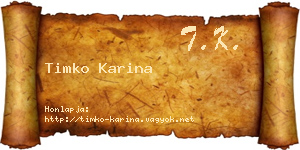 Timko Karina névjegykártya